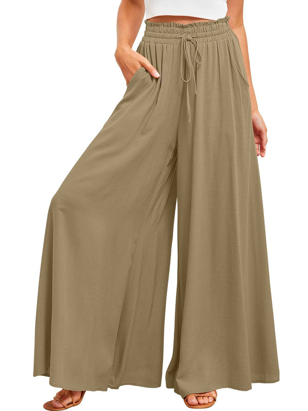 Khaki Full Sleeve Flared Pant