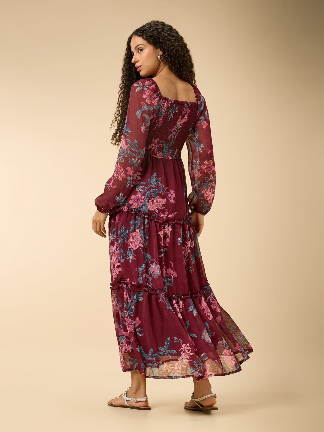 Maroon Full Sleeve Fit & Flare Dress