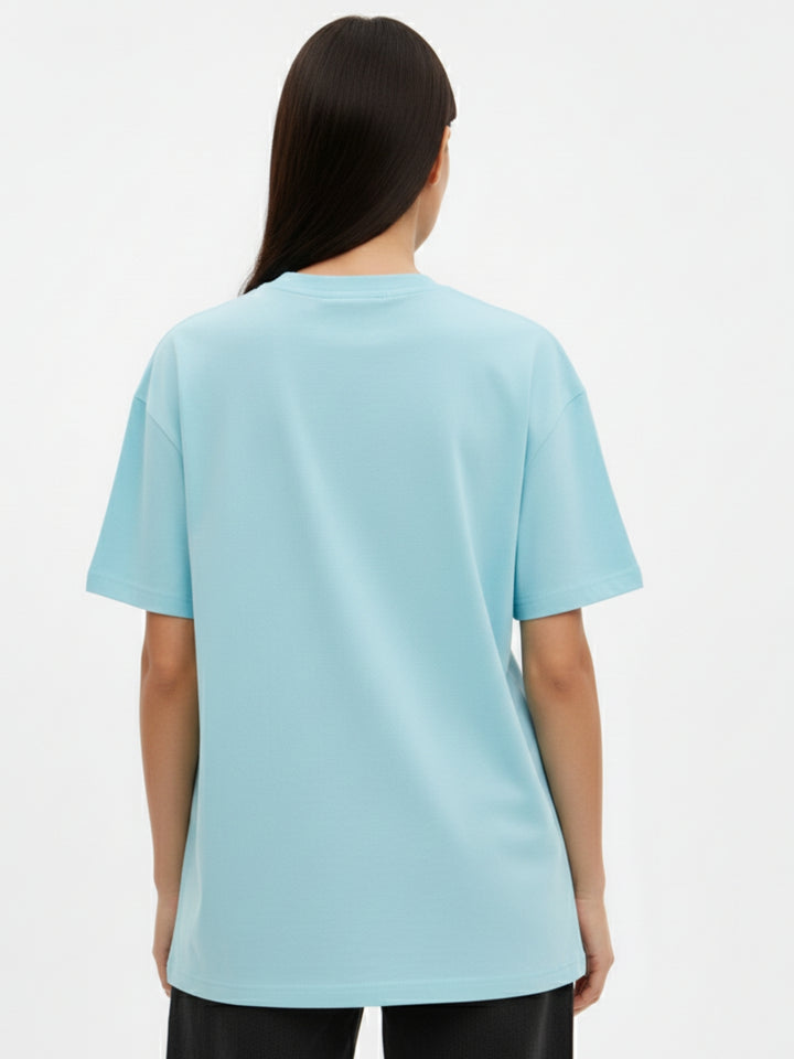 Blue Crew Neck Graphic Tshirt