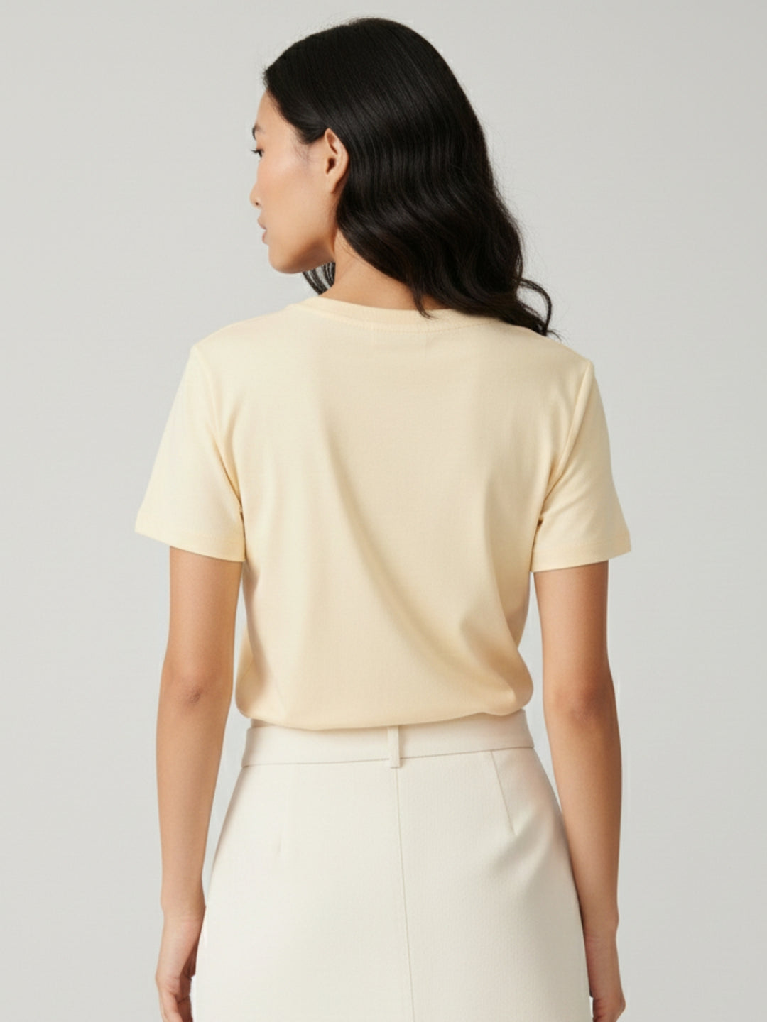 Beige Short Sleeves Crew Neck T-Shirt