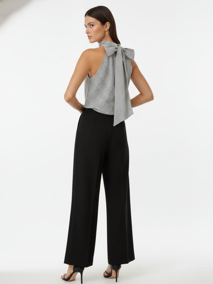 White Stripe Halter Neck Top