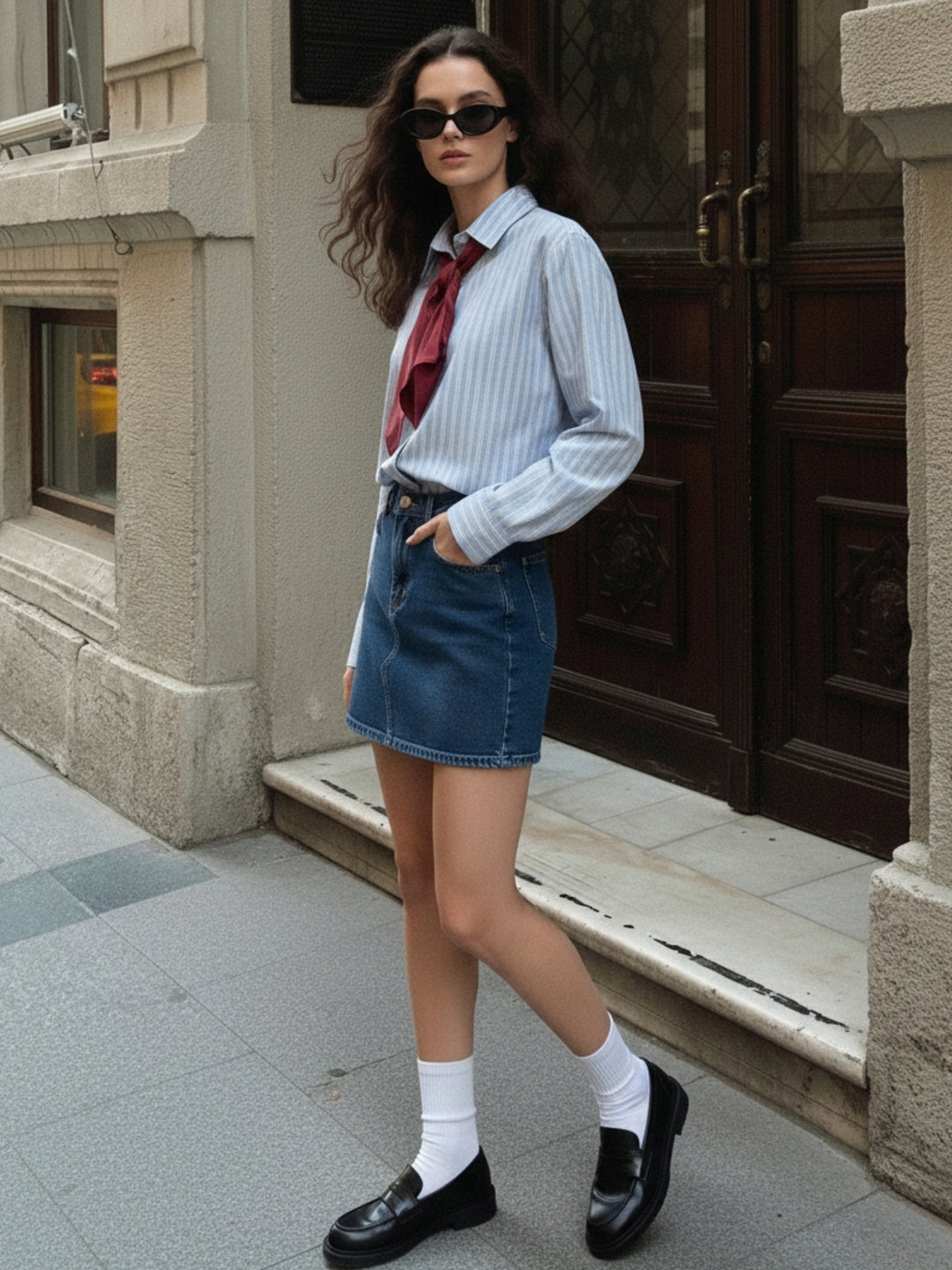 Blue Long Sleeve Stripe Shirt