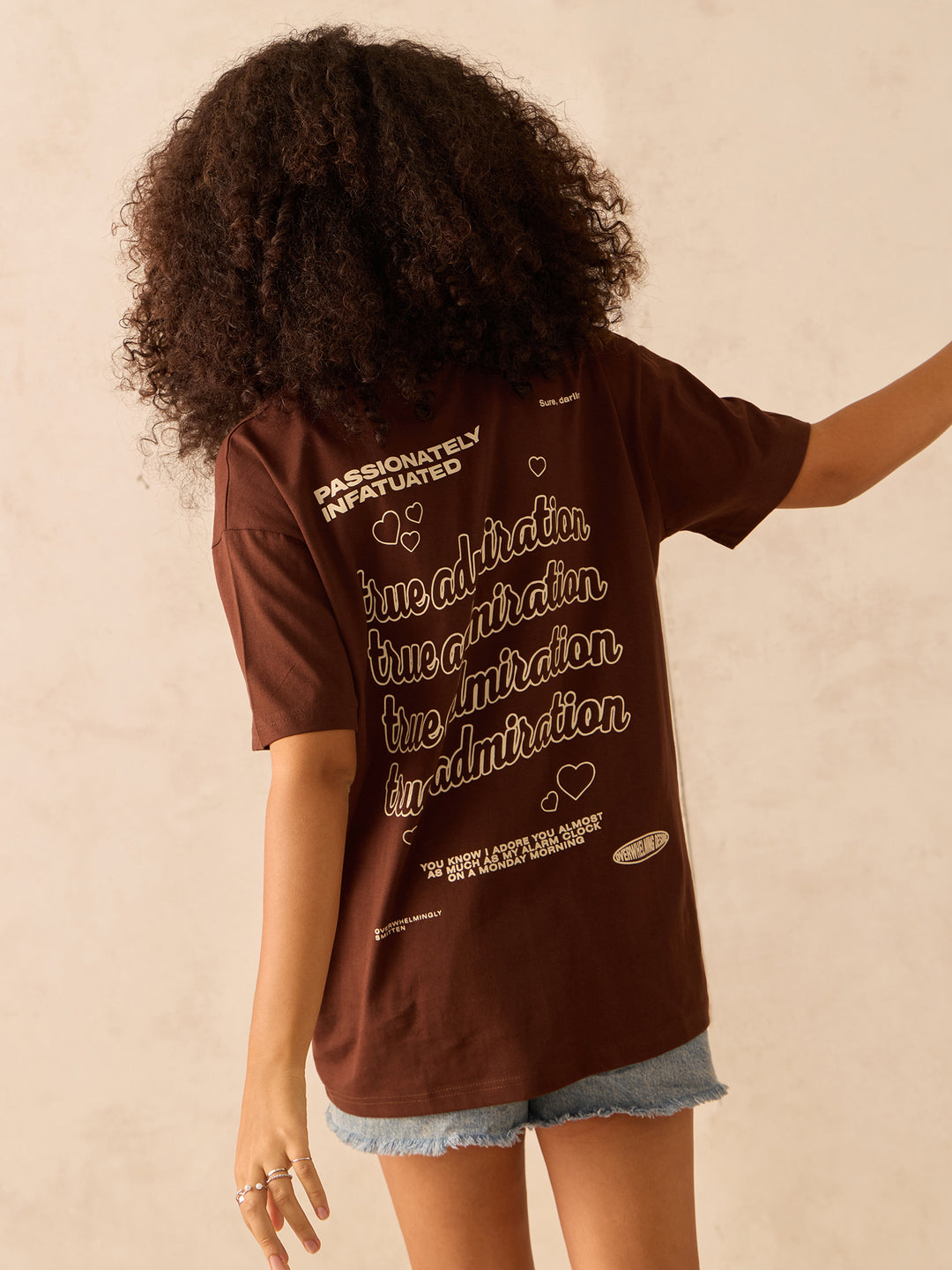 Brown Crew Neck Graphic T-Shirt
