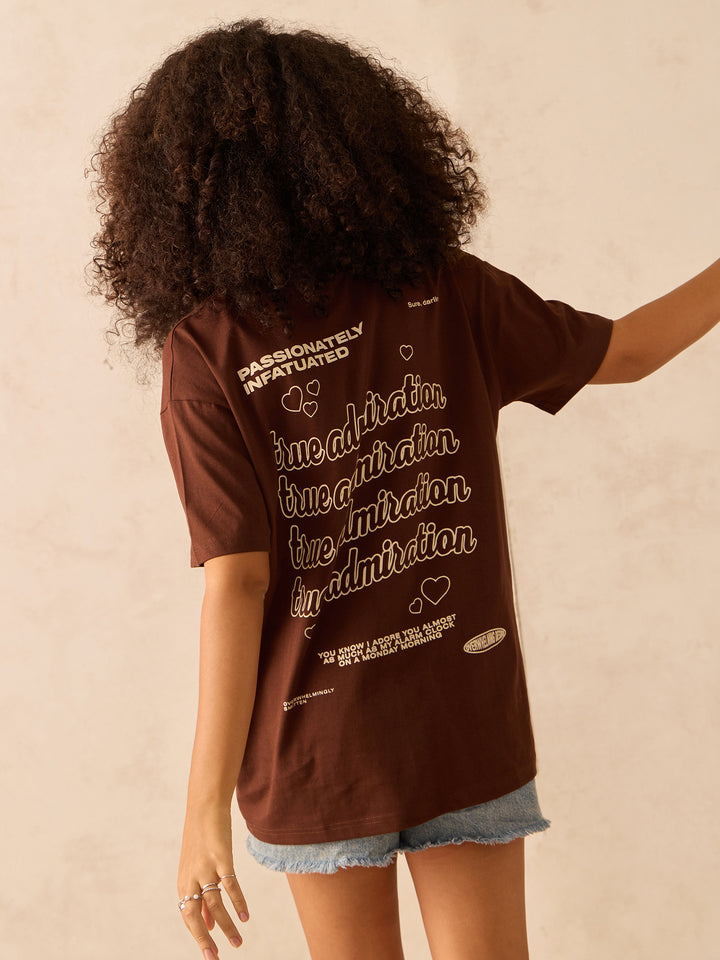 Brown Crew Neck Graphic T-Shirt