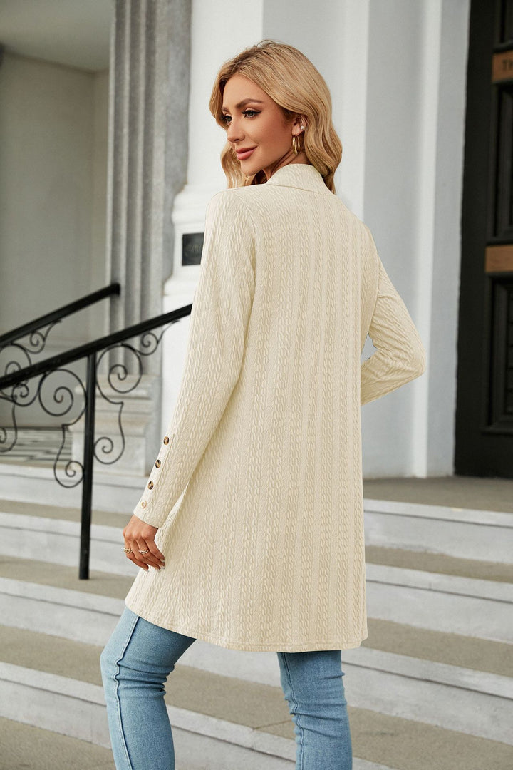 Cream Full Sleeves Solid Shrug