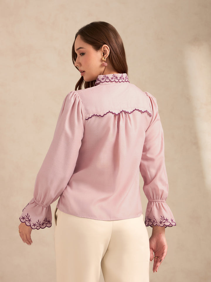 Pink Shirt With Embroidery Detail