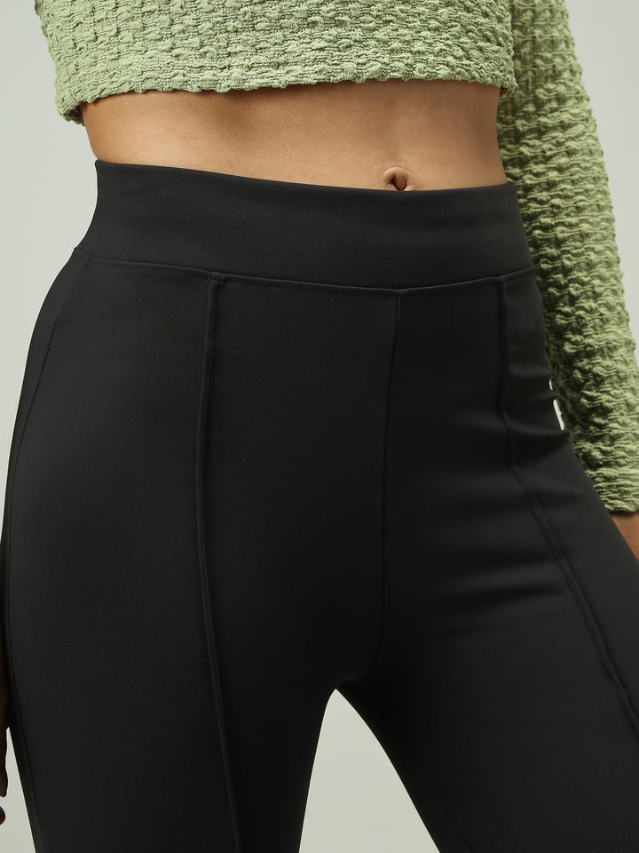 Black Fitted Flared Leggings