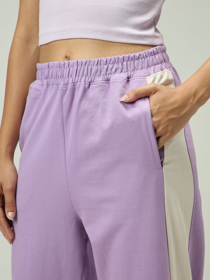 Lilac Contrast Striped Sweatpants