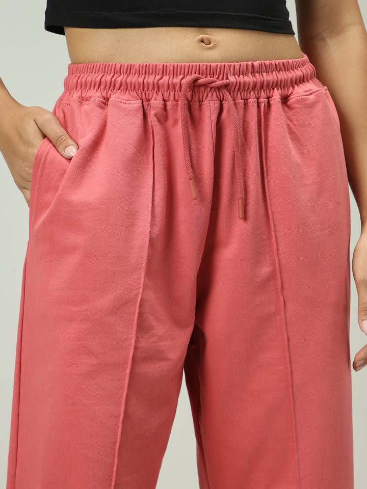 Mauve Solid Pintucked Sweatpant