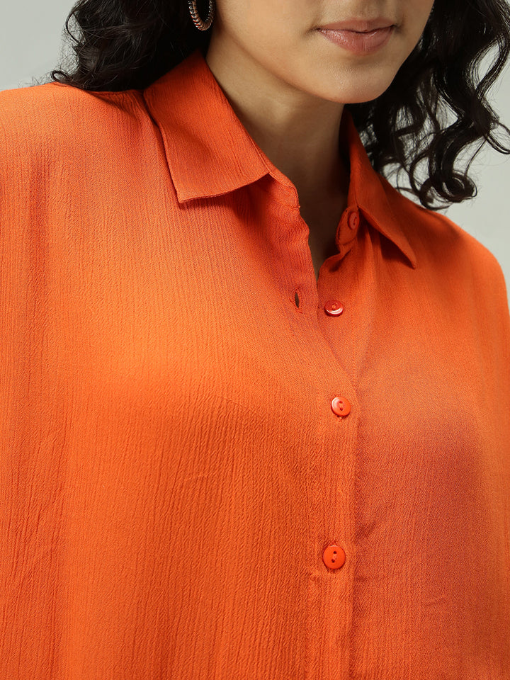Rust Solid Flowy Shirt