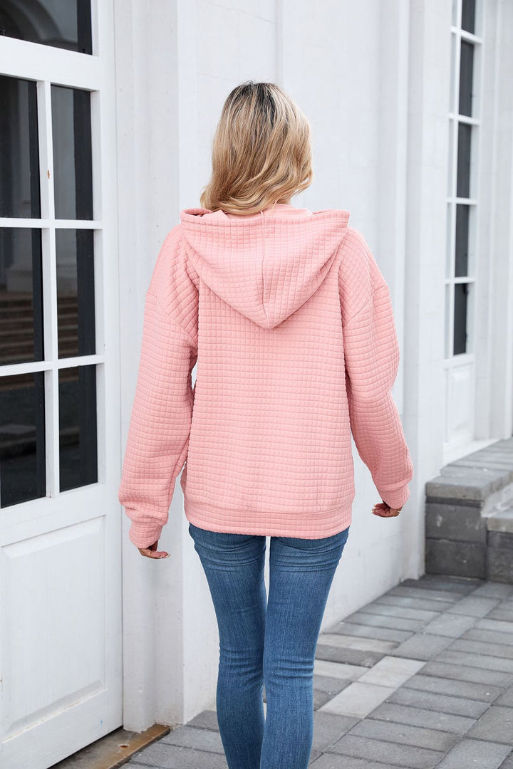 Pink Full Sleeves Solid Hoodie
