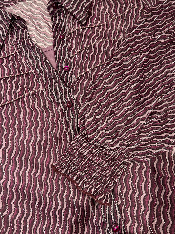 Purple Lurex Shirt With Smocking Detail
