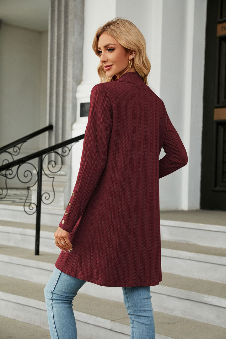Maroon Full Sleeves Solid Shrug