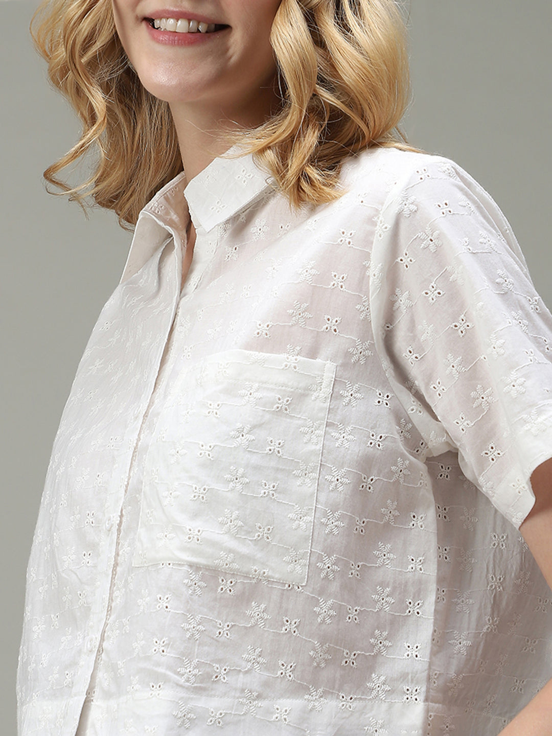 White Cropped Schifley Shirt