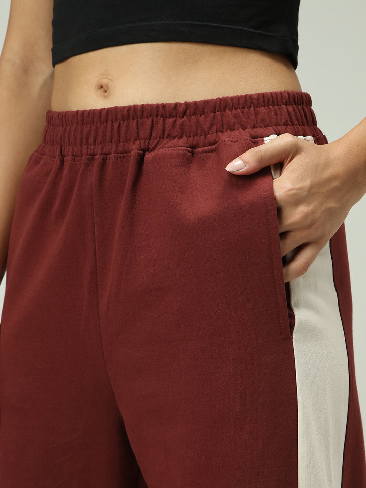 Brown Contrast Striped Sweatpants