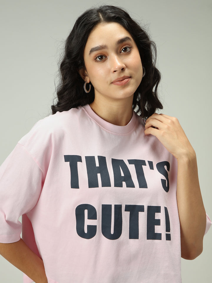 Pink Graphic Cropped Boxy T-Shirt