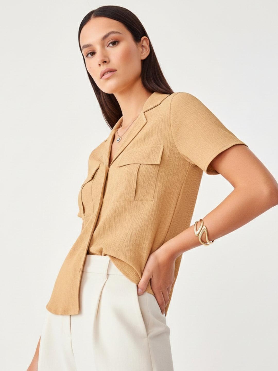 Beige Utility Detail Shirt