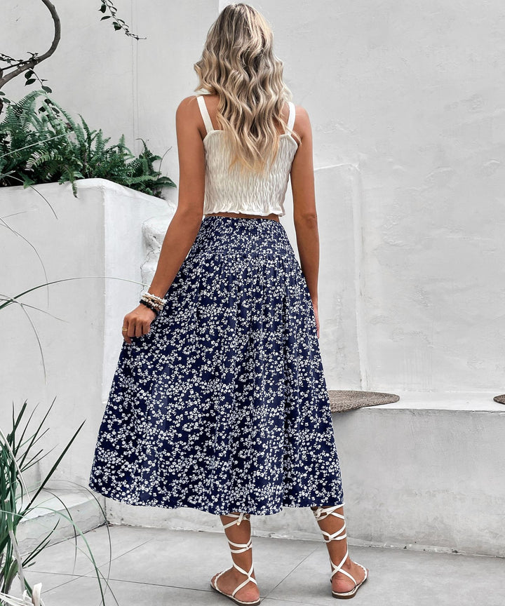 Black High Waist Side Slit Skirt