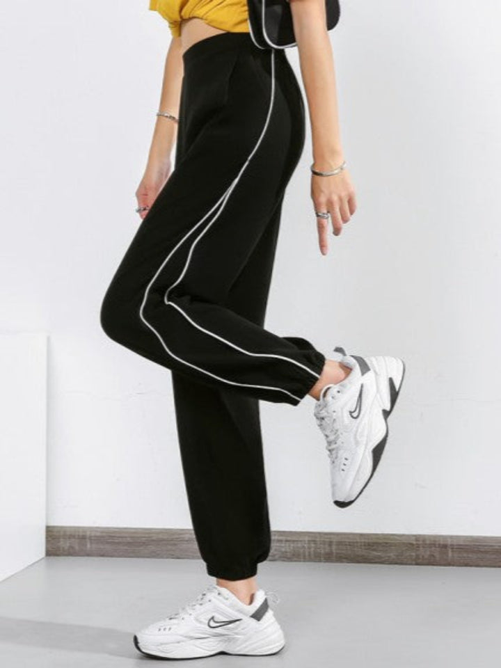 Black Contrast White Single Striped Jogger