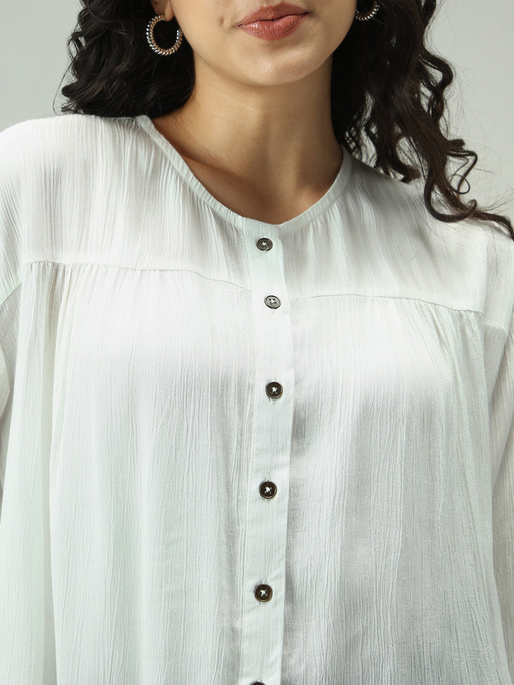 White Button Down Flowy Shirt