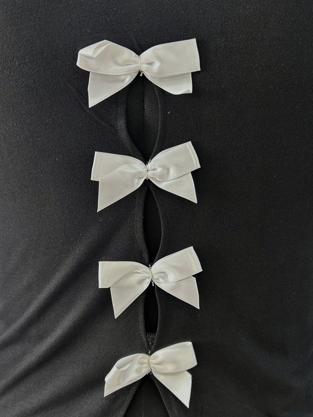 Black Back Multiple Bows Detail Fitted Top