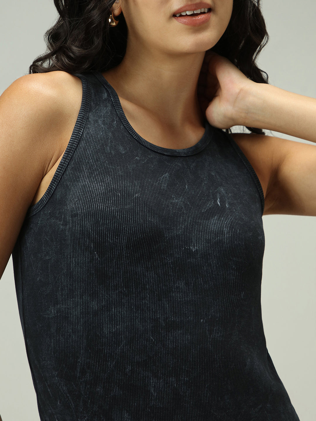 Grey Solid Washed Tank Dress