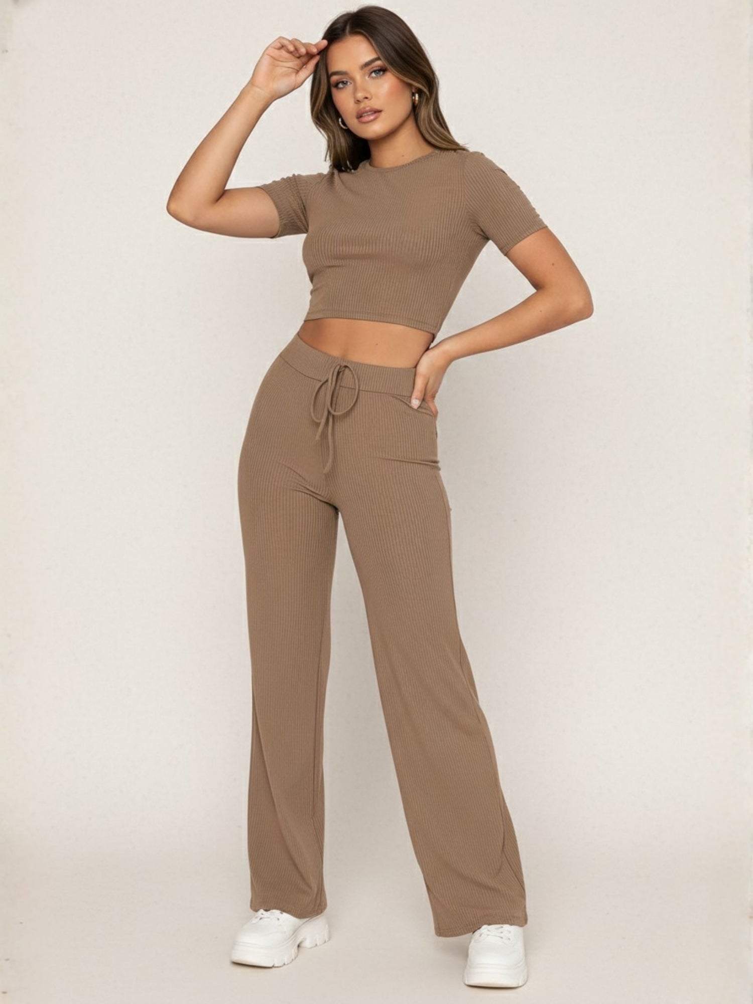 Khaki Ribbed Co-Ord Set