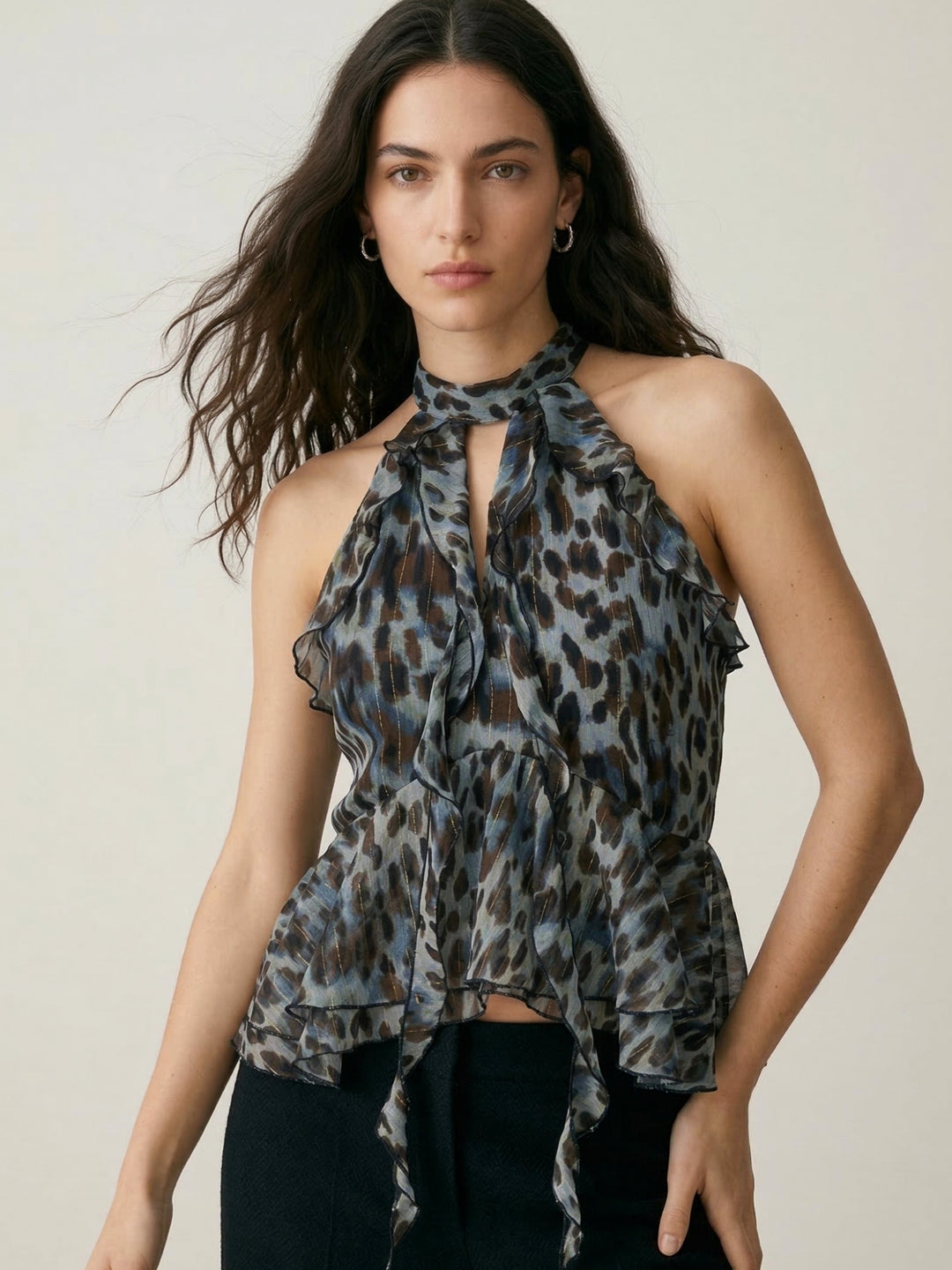 Multi Sleeveless Printed Halter Top