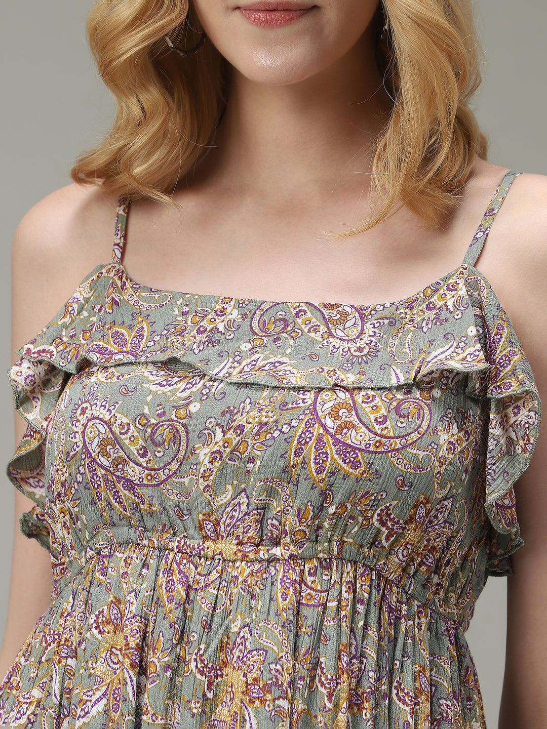 Green Noodle Stap Printed Dress