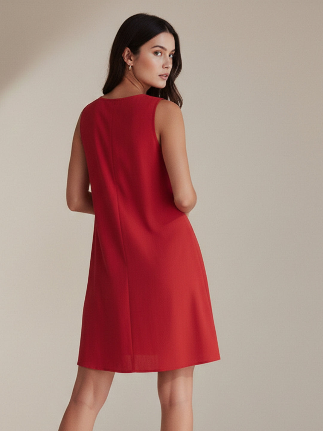Red Sleeveless Front Tie-Up Dress