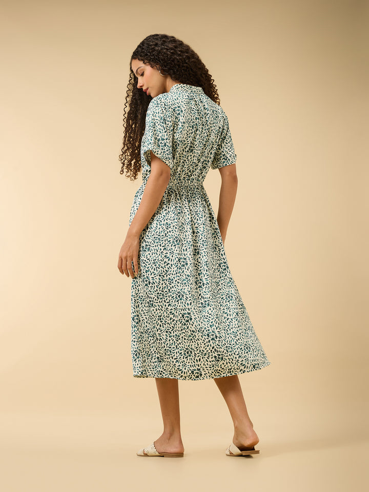 Multi Half Sleeved Buttondown Dress