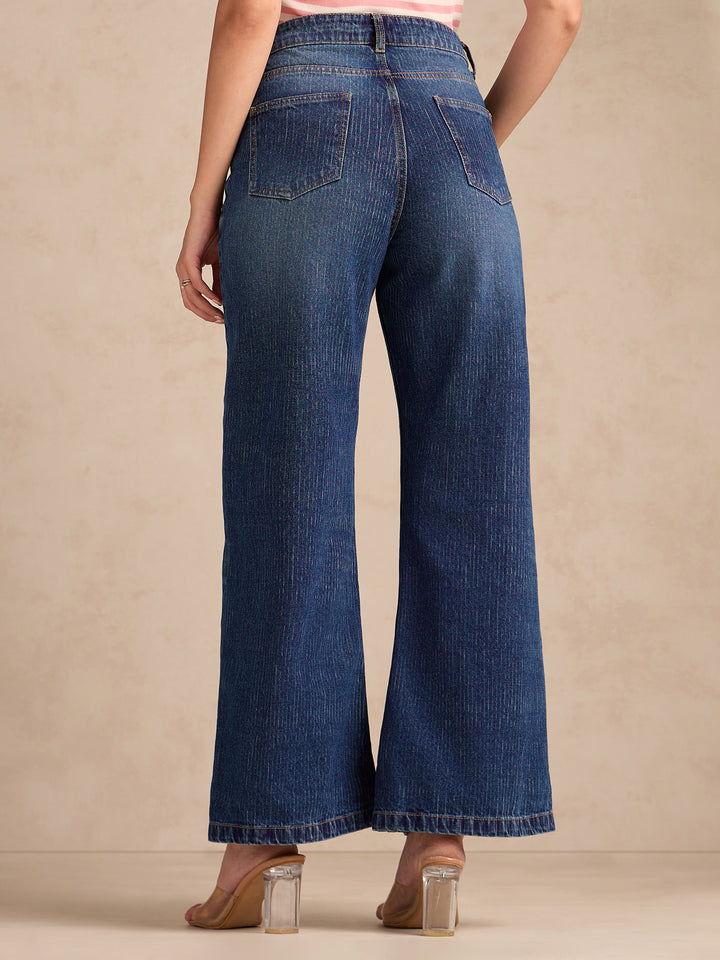 Blue Washed Vintage Straight Fit Denim