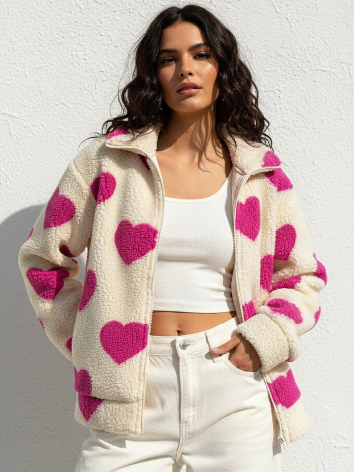 Pink Full Sleeve Printed Jacket