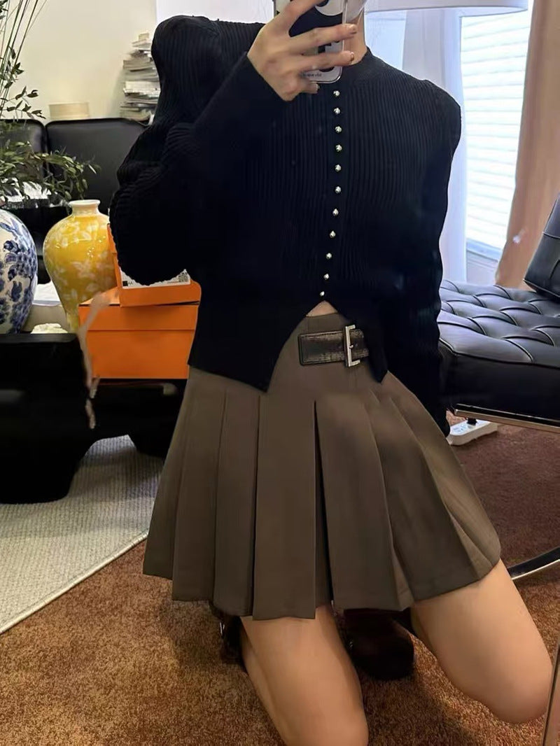 Black Full Sleeve Front Buttoned Cardigan