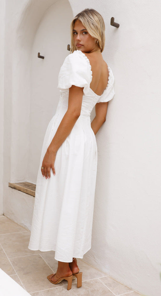 White Sweetheart Neckline Cut Out Dress
