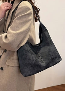 Navy Blue Smooth Crescent Zip-Up Hobo
