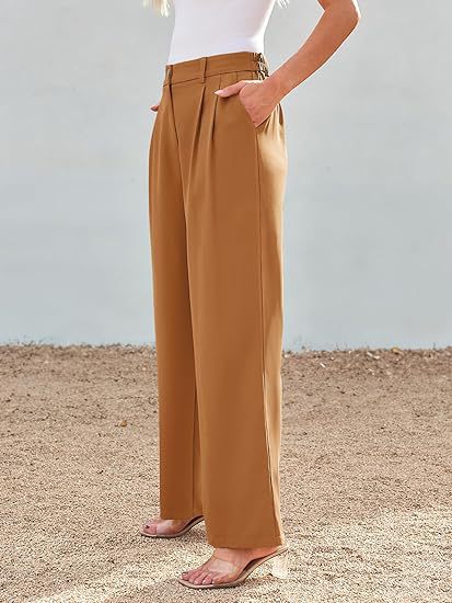 Rust Wide Leg Pleated Pants