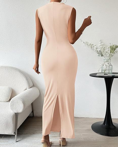 Cream Asymmetric Neck Side Ruched Bodycon Dress