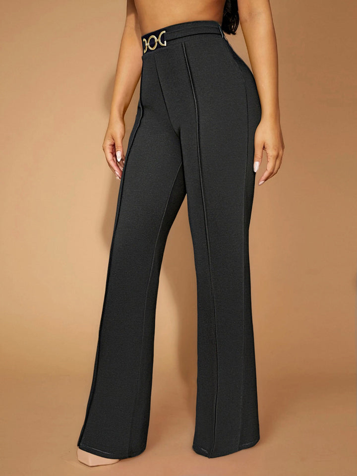 Black High waist belted trouser