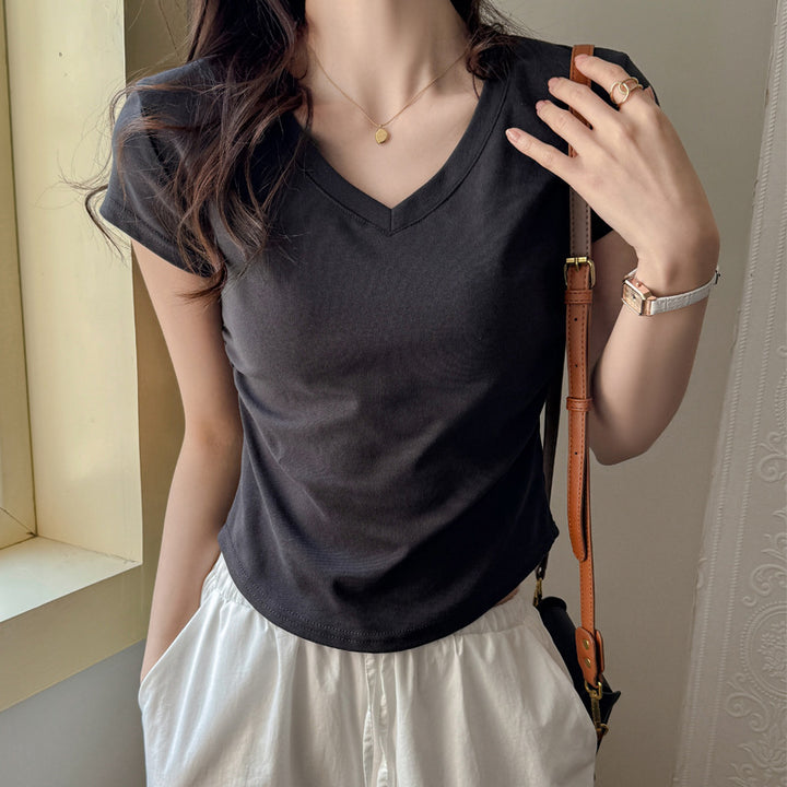 Charcoal V-Neck Relaxed Fit T-Shirt