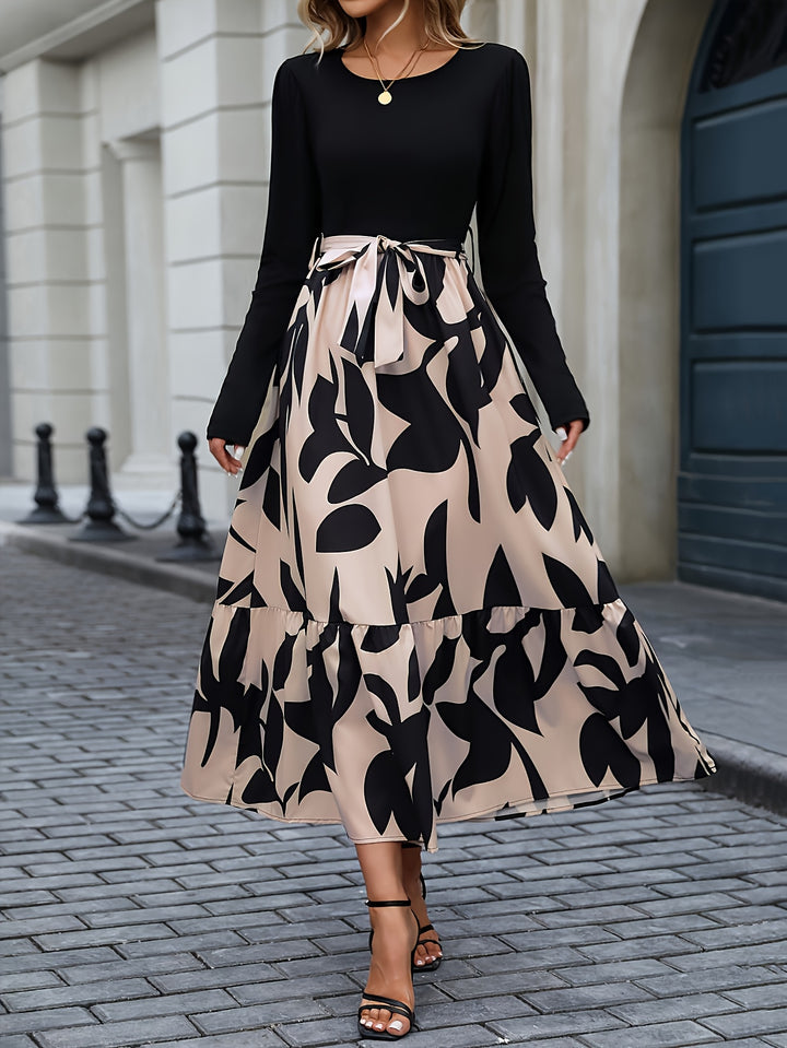 Black Printed Tiered Dress