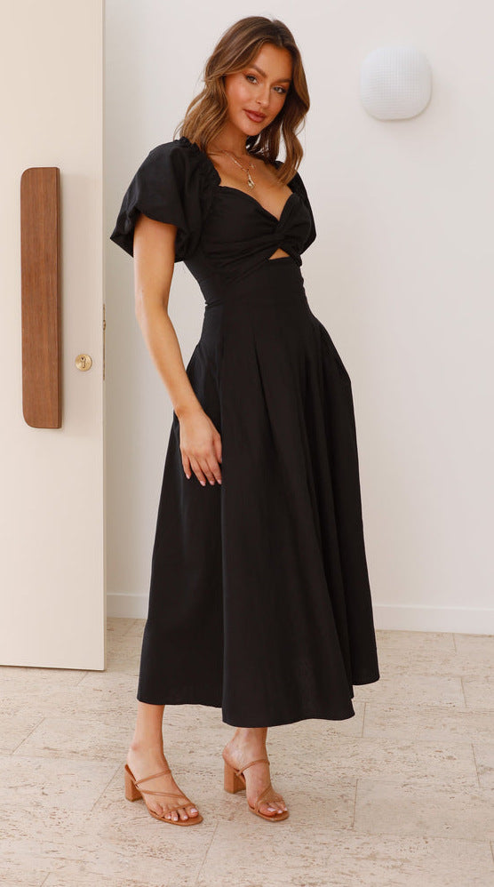 Black Sweetheart Neckline Cut Out Dress