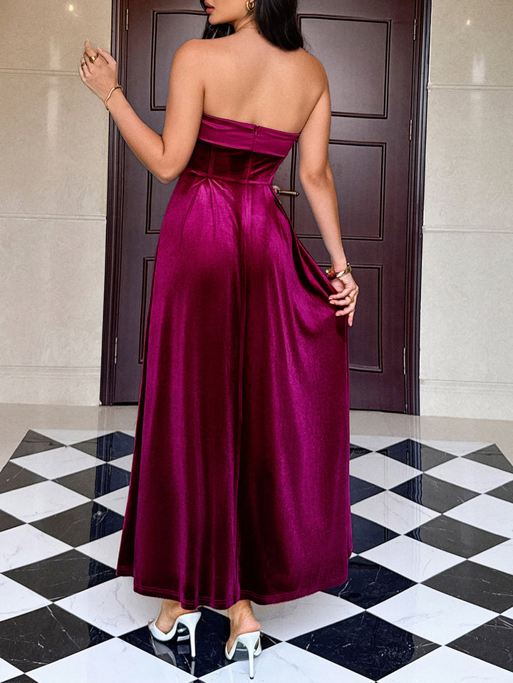 Burgundy Evening Tube Maxi Wear Dress