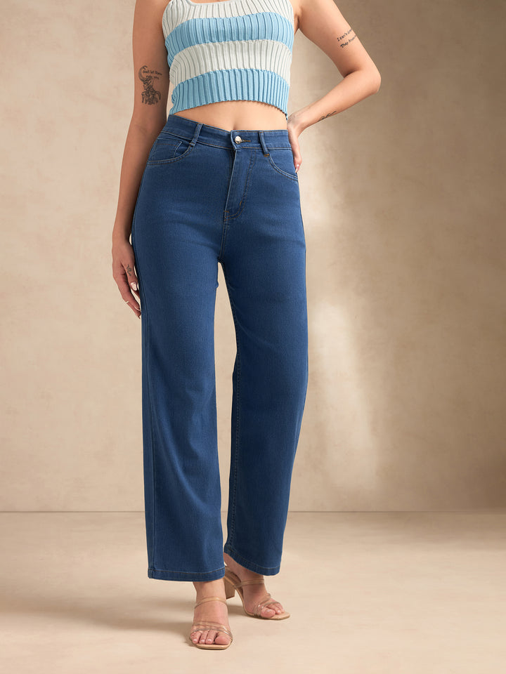 Blue Jean Straight Fit High-Rise Stretchable Jeans