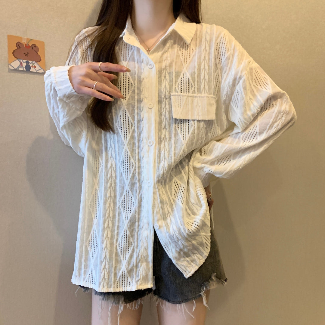 White Sheer Button Down Shirt