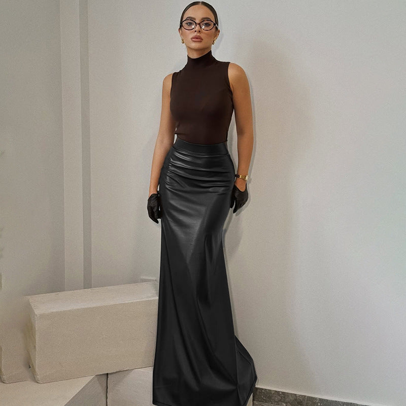 Black High-Waist Pu Maxi Skirt