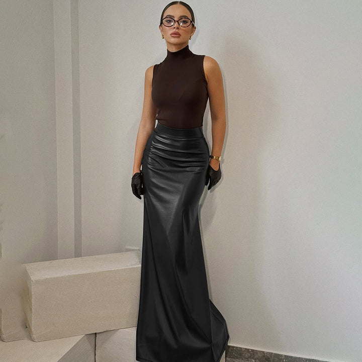 Black High-Waist Pu Maxi Skirt