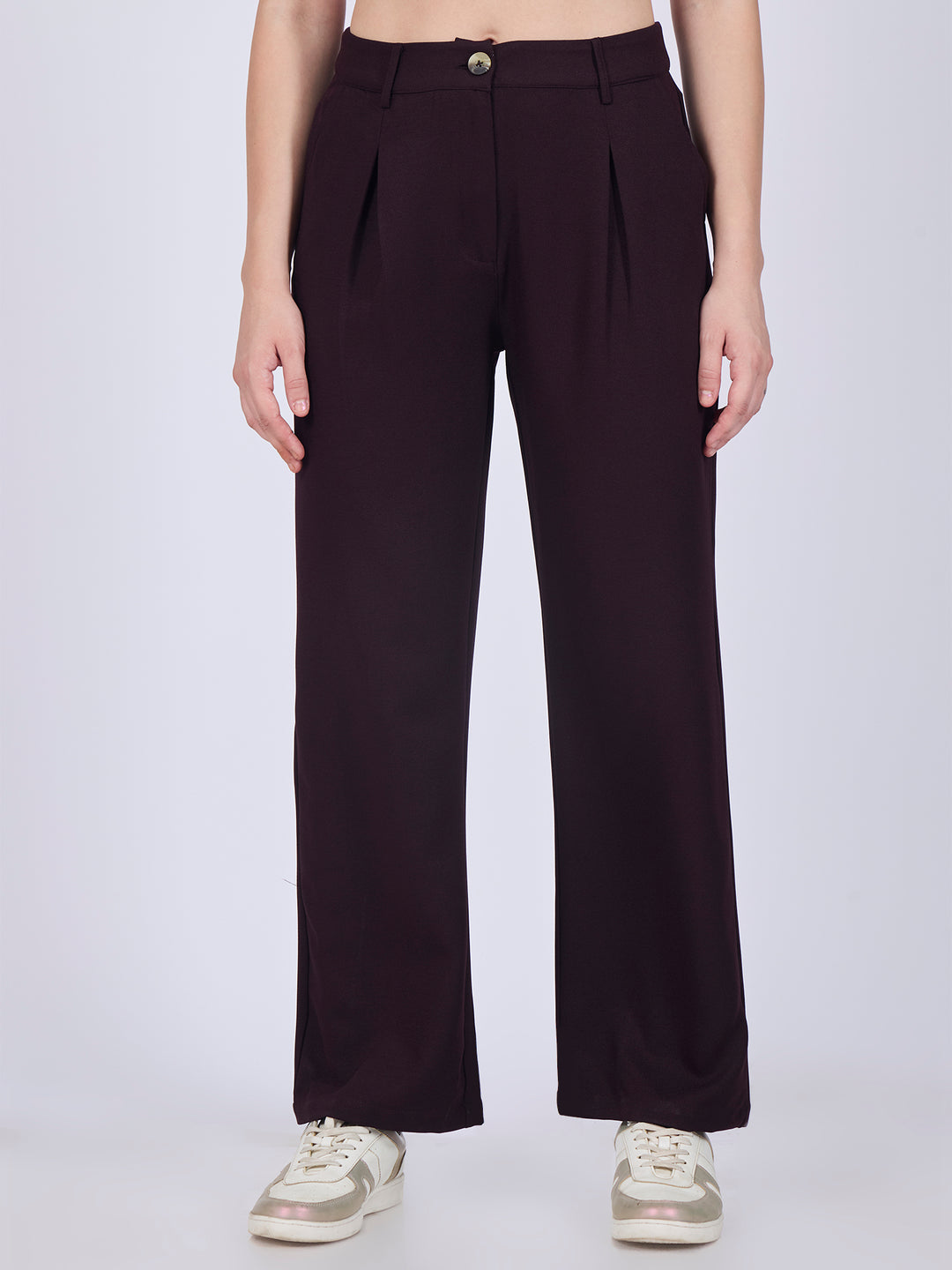 Purple Pleated Wide Leg Pants