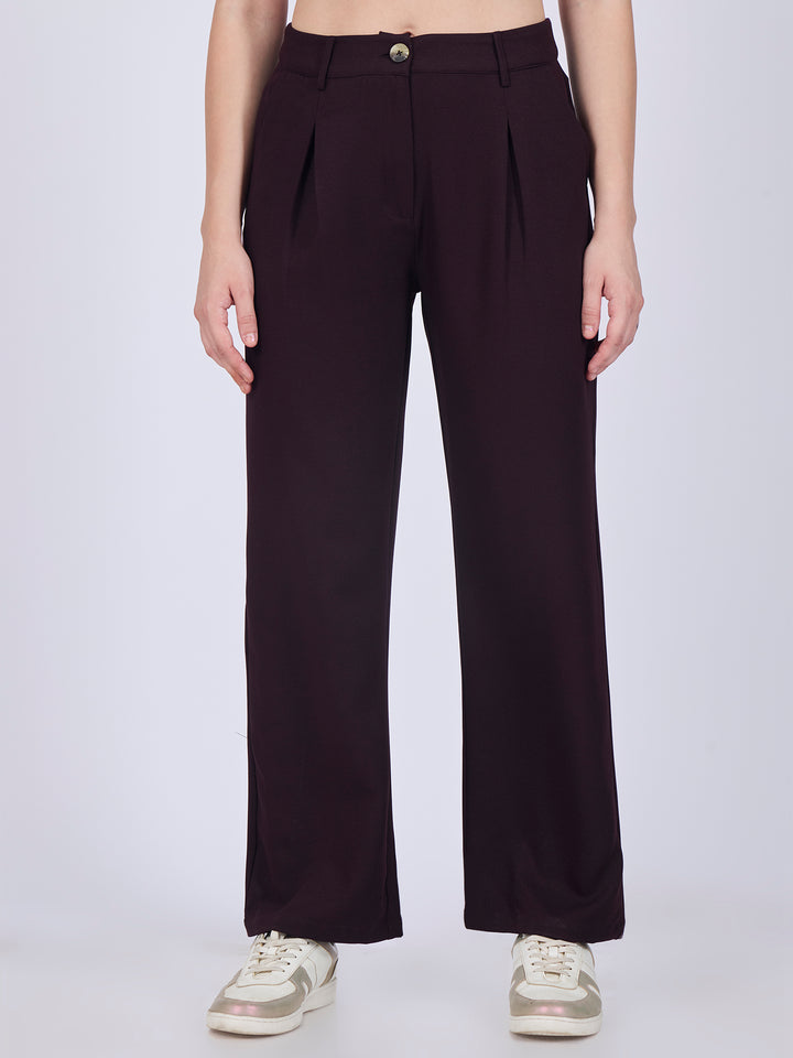 Purple Pleated Wide Leg Pants
