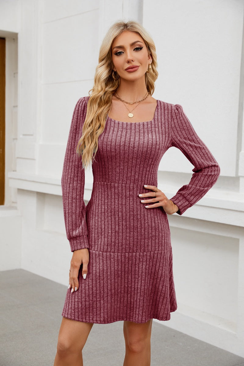 Pink Wide Spaced Rib Mini Dress